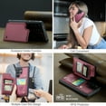 thumbnail image 4 of Mantto Case for Samsung Galaxy S22 Ultra with Card Holder, Retro PU Leather RFID Blocking Credit Card Slots Double Magnetic Clasp Flip Kickstand Shockproof Phone Cover for Galaxy S22 Ultra,Winered, 4 of 9