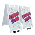 thumbnail image 2 of A-frame Sidewalk Coming Soon 24" x 36" Double Sided A-Frame Sidewalk Sign, Includes 2 Plastic Inserts | Foldable Portable White Signicade Sandwich Board Signs, 2 of 5