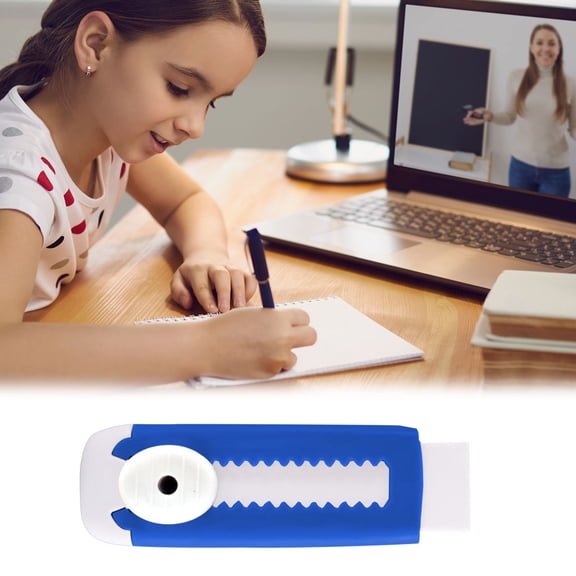 Roller Eraser Blue & White - No Residue Eraser, Rolling Eraser, Push Eraser, Comfortable Grip, Smooth Rolling Mechanism, Durable Wear-Resistant Stationery for Homework Coloring Smudge-Proof, 1pc
