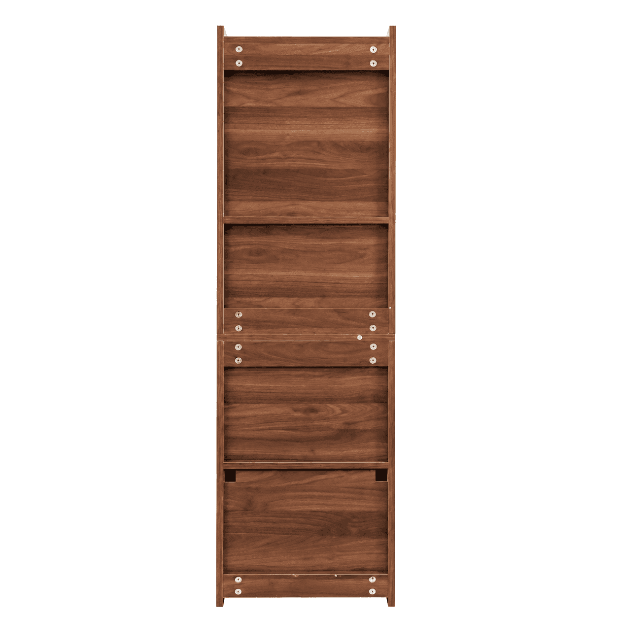 Tall Nightstand with Glass Door, Mid-Century Modern Bedside Table with Open Shelves and 2 Drawers, Walnut Wood Night Stand & Bookshelf for Bedroom, Living Room