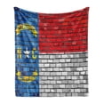 thumbnail image 1 of American Soft Flannel Fleece Throw Blanket, Flag of the State of North Carolina on a Brick Wall Urban Image, Cozy Plush for Indoor and Outdoor Use, 60" x 80", Red Pale Grey Azure Blue, by Ambesonne, 1 of 6