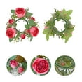 thumbnail image 4 of Valentine's Day Artificial Flower Candle Ring, Rose Candle Wreath Centerpiece for Wedding Table Decor, Floral Garland Candle Holder for Romantic Party Atmosphere and Home Decorations, 4 of 9