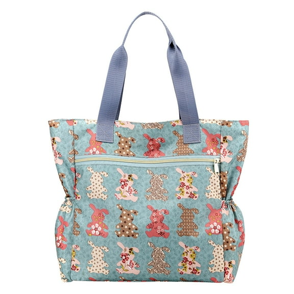 Flower Shoulder Tote Bag for Women Large Floral Work Nylon Beach Bag Women's Travel Purse and Handbags