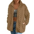 thumbnail image 7 of Gamivast Warm Jackets for Women Fuzzy Fleece Hooded Zip up Trendy Coats with Pockets Comfy Winter Long Sleeve Casual Jacket Basic Solid Outerwear, 7 of 7