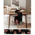 thumbnail image 3 of Table Runner Dresser Scarves 72 Inch Long, Cute Gnome Mushroom Plant Leaves Linen Dining Table Runners Foliage Moon Star on Black Tabletop Scarf for Wedding Holiday Party Kitchen, 3 of 7