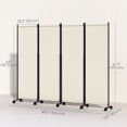 thumbnail image 3 of Outsunny Room Divider with Wheels, 5.6ft Folding Privacy Screen, Cream White, 3 of 10