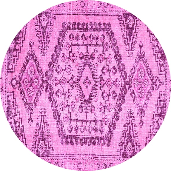 Ahgly Company Indoor Round Persian Pink Traditional Area Rugs, 4' Round