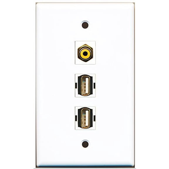 RiteAV - 1 Port RCA Yellow 2 Port USB A-A Wall Plate