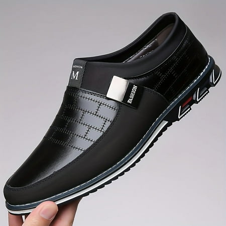 

MNGHNKJ Fashion PU Shoes Non-slip Wear Resistant Slip On Shoes For Business Office