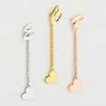 thumbnail image 6 of Personalized Planet Women's Script Initial Earring with Heart Dangle Button Drop Earrings, 6 of 6