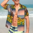 thumbnail image 3 of Fotbe Horse Sunflowers Hawaiian Shirt for Men Unisex Summer Beach Casual Short Sleeve Cotton Linen Button Down Shirts-X-Large, 3 of 5