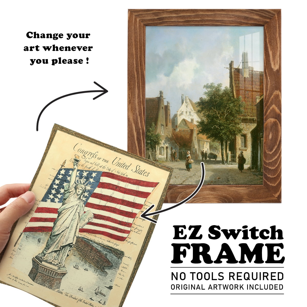 USE D # Proud To Be An American I -Framed Print w/glass-Walnut
