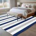 thumbnail image 4 of Navy Blue Stripe Area Rug 5x7 FT, Non Slip Bedroom Throw Carpet, Geometric Grey White Vertical Striped Washable Soft Floor Carpet Non-Shedding Rug for Dining Room Bedside Classroom Desk, 4 of 9