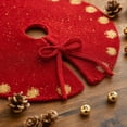 thumbnail image 4 of Mini Knitted Christmas Tree Skirt, 12.59Inch Red Tree Mat with Fabric Bow, for Tabletop Desktop Mini Xmas Tree Base Holiday Home Decoration, 4 of 7