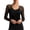 Black0812, variant on Women's Long Sleeved Two Piece with Built in Bra Tshirts Trendy Mesh See Through Fall Tops Ladies Solid Crew Neck Halter Tees Undershirts Light Blue02 XL