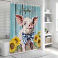 thumbnail image 6 of Cute Pig Shower Curtain, Waterproof Shower Curtains for Bathroom, Yellow Sunflowers Blue Wooden Vintage Art Washable Fabric Bathtub Curtain Set Bath Decor with 12 Hooks Stall 36"x72", 6 of 8