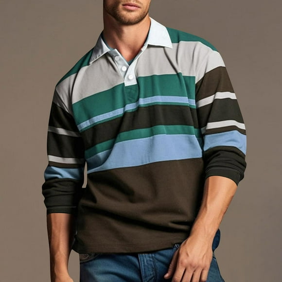 Gspmoly Tshirts Shirts for Men, Men'S Casual Printed Fashion Long Sleeved Turndown Collar Shirts Summer Tops up to 70% Off