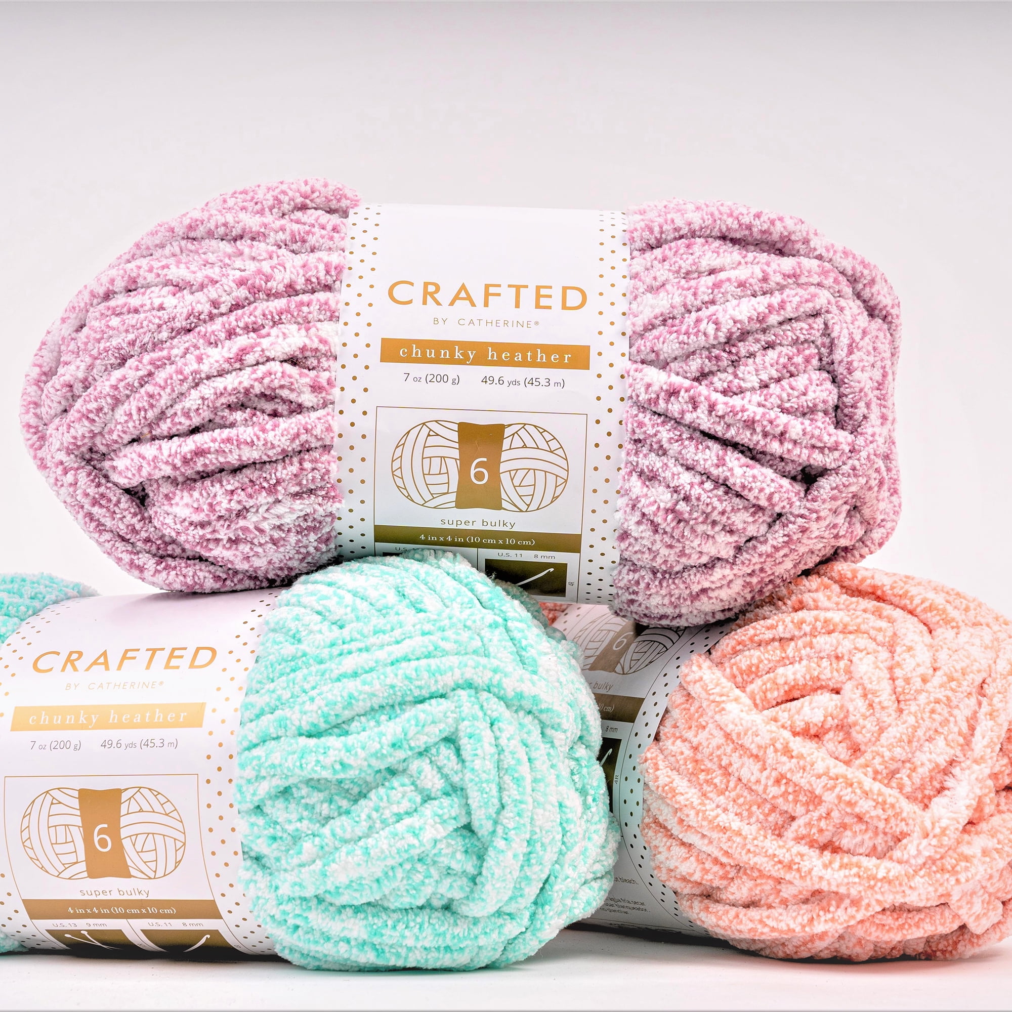 Crafted by Catherine Neutral Multi Chunky Heather Super Bulky Yarn, 49 yards, 7oz/200g (2 Pack)