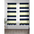thumbnail image 2 of Sheer Curtains 63 Inch Length 2 Panels Set for Bedroom, Yellow Navy Blue Striped Semi Sheer Curtains for Windows, Neutral Minimalist Lines Voile Window Treatments Rod Pocket Curtain, 2 of 7