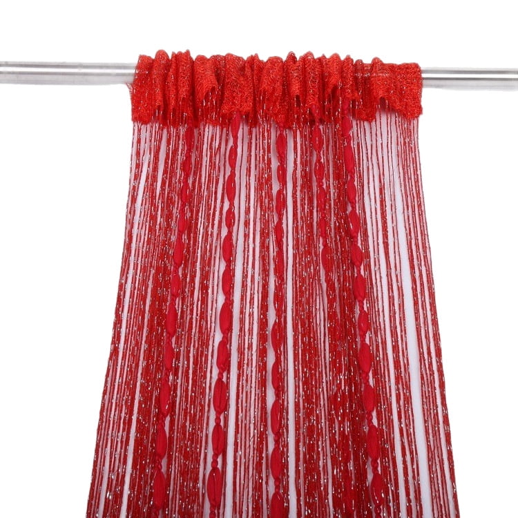 Rod‑Pocket Purple Beaded Glitter String Curtain, Decorative Fringe Room Divider Curtain-Champagne39"W x 78"L
