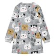 thumbnail image 6 of long-sleeved dress Cute Dog A-line dress with ribbed cuffs Soft and comfortable, 6 of 6