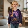 thumbnail image 4 of Xixirimido Halloween Crow Jack-o-Lantern Moon Pattern Girls Casual Long Sleeve Shirts Knot Tie-hem Tunic Tops Crewneck Tees Blouses Girls Fashion Clothes, Size 9-10, 4 of 7