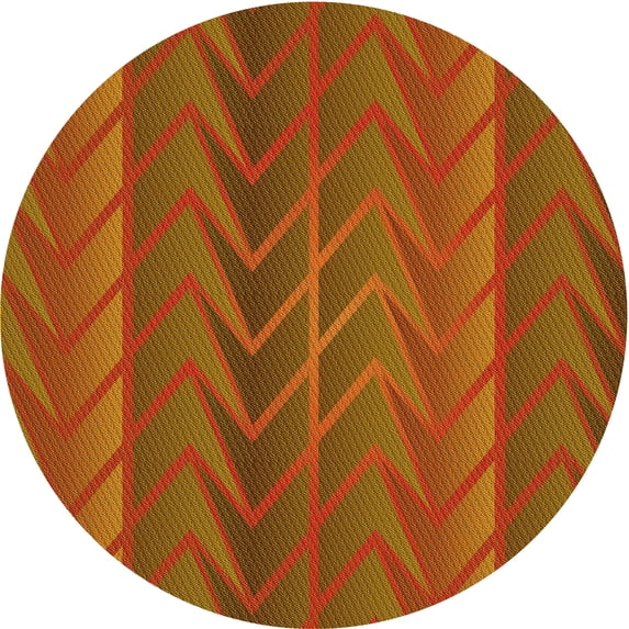 Ahgly Company Machine Washable Indoor Round Transitional Red Area Rugs, 8' Round
