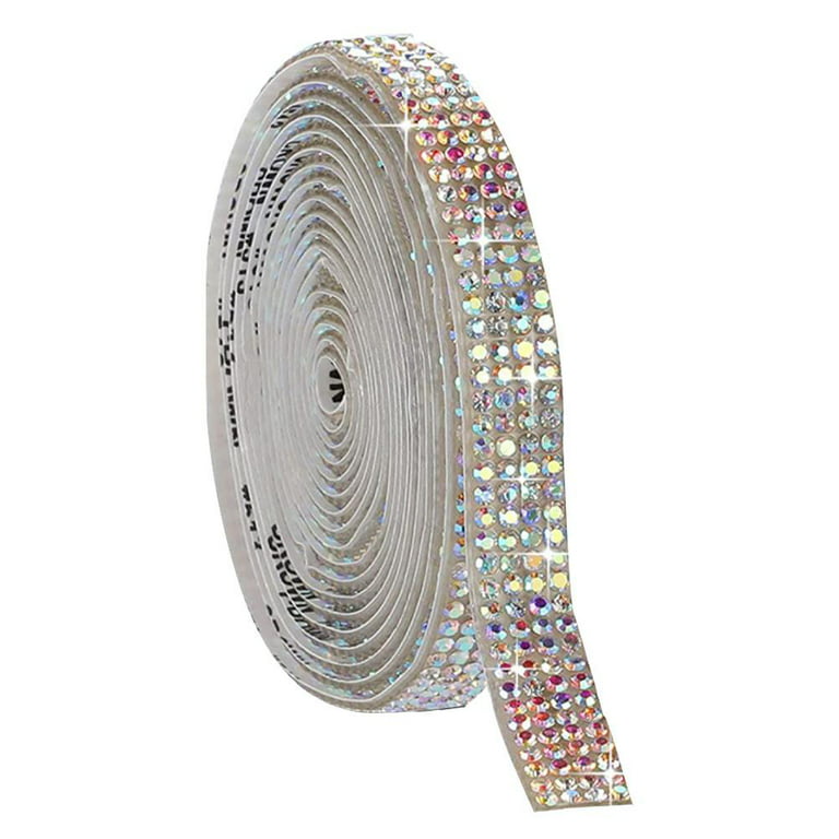 Kaikso-In 2 Rolls Self Adhesive Rhinestone Ribbon, AB Diamond Bling Crystal  Ribbon Wrap Roll Craft Sparkling Small Silver Strips DIY Sticker with 2 mm  Rhinestones, 1 Yards/Roll V2E7 