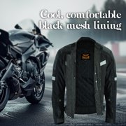 Dream Apparel Mens Motorcycle Perforated Textile Reflective Mesh Riding 3 Season Jacket with armors