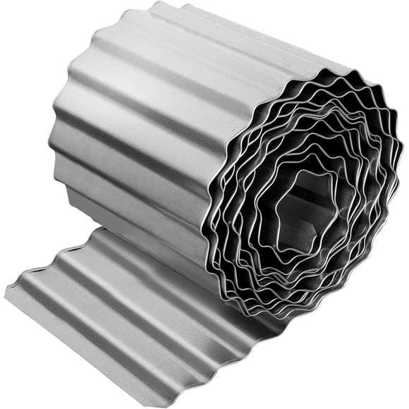 8"x20 Ft Corrugated Metal Garden Edging - Landscape Paver Border for DIY Flower Beds, Lawn, Driveway, Walkway & Raised Beds, Silver
