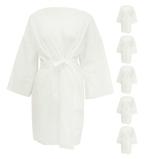 6 piezas Albornoz desechable Bata de salón Batas de baño de algodón Bata de ducha Envolturas corporales para mujeres Hombres Salón de spa Belleza Sauna Baño Bronceado