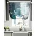 thumbnail image 5 of Teal Gray Tie Up Curtains for Window, Thermal Insulted Balloon Shade Adjustable Rod Pocket Curtains Valance Panels for Kitchen Bathroom Cafe 42 x 45 Modern Oil Painted Art Abstract Geometric, 5 of 6