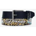 thumbnail image 2 of Ed Hardy Men's Leopard Skull Print Black Belt With Pyramid Rivet Studs (38, Black), 2 of 4