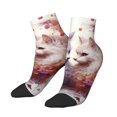 thumbnail image 3 of Salouo White Red Cat Couple Pattern Unisex Middle Tube Socks,Middle-Finger Knee High Socks Over The Calf Tube Stocking Crew Stockings for Women and Men Tube Socks, 3 of 8