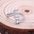 thumbnail image 3 of Adjustable Copper Letter Rings with Sterling Silver and Gem Inlay - European and American Style Women's Jewelry - A to Z Initial Rings, 3 of 6