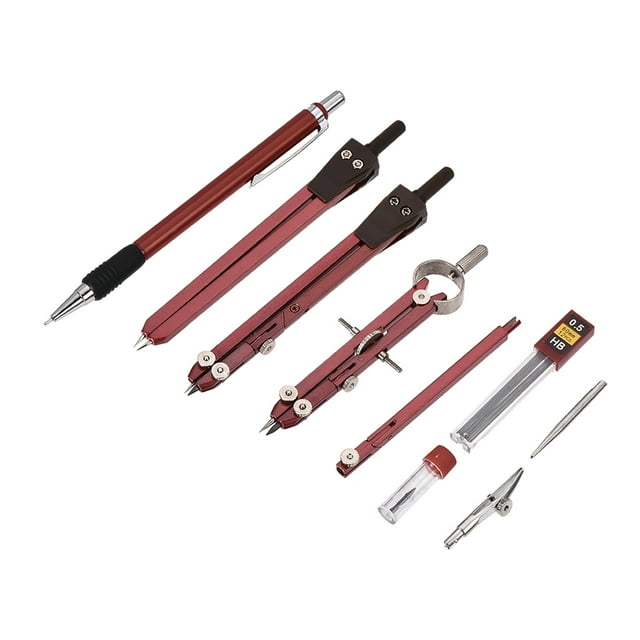 Juego de Compás de Geometría Rojo de Unique Bargains Conjunto de Compás de Combinación Herramienta de Precisión para Dibujo, Diseño