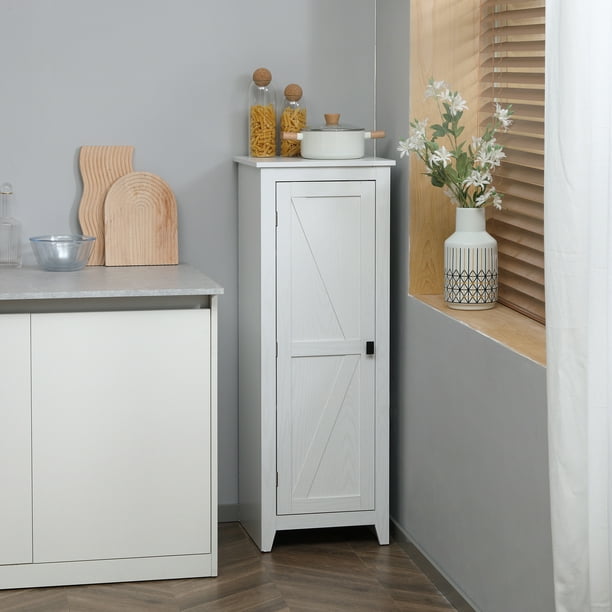 Armoire de rangement de cuisine autoportante avec 4 portes et tablette  ouverte For Living, blanc