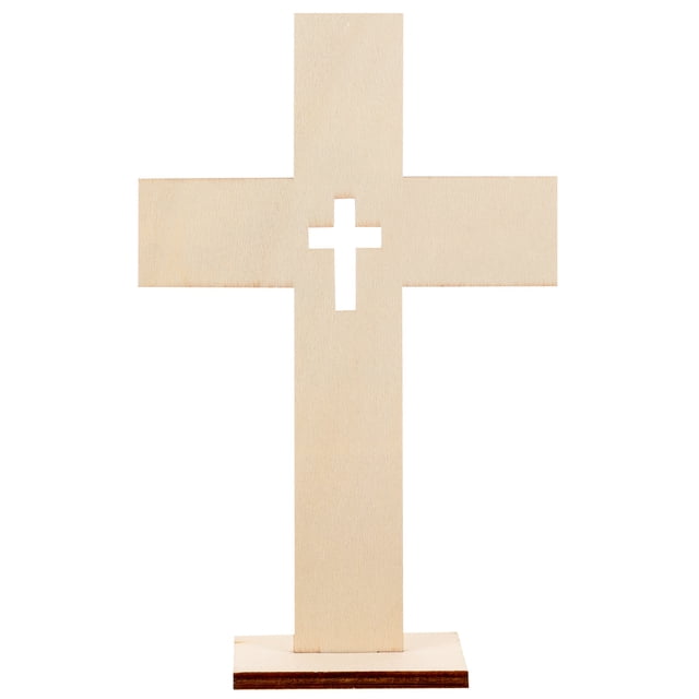 10 piezas de cruz de madera para decoración de cruces de madera, figura decorativa de cruz, artesanía de cruz
