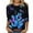 #2 Black, variant on Luxalzxs 3/4 Length Sleeve Womens Tops Summer Fashion Round Neck Loose Casual Blouses Floral Print Pullover T-Shirts Tops