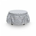 thumbnail image 3 of Floral Ottoman Cover, Branches in Cool Tones Art, 2 Piece Slipcover Set with Ruffle Skirt for Square Round Cube Footstool Decorative Home Accent, Standard Size, Lavender Blue Multicolor, by Ambesonne, 3 of 5