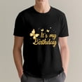 thumbnail image 3 of It's My Birthday Shirt Butterfly Men's T-Shirt, OdeJous Funny T-Shirt Black, S, 3 of 5