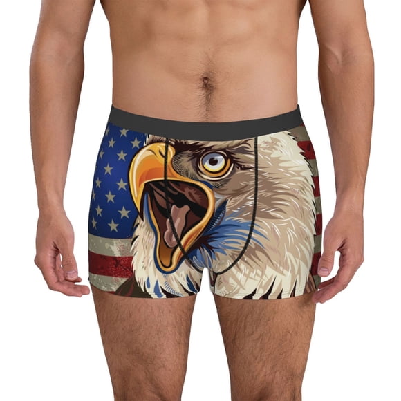 Easygdp Eagle With USA Flags Mens Underwear Boxer Briefs,Moisture Wicking & Breathable,Comfort Stretch Moisture-Wicking Underwear-Small