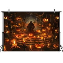 7x5ft Spooky Halloween Backdrop Orange Happy Hallowmas Pumpkin Lantern Background Spooky Witch Bats Cemetery Child Kids Halloween Party Decorations Photoshoot Backdrops Supplies Studio Props