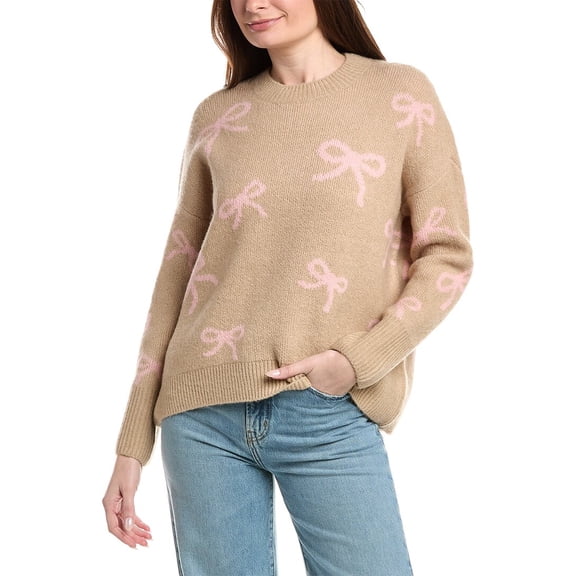 CeCe womens Ribbon Jacquard Pullover, xs, Beige