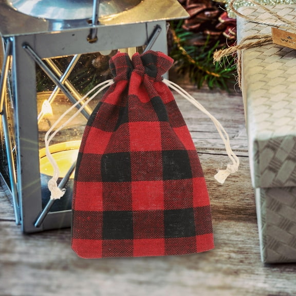 OUNONA 12Pcs Red Reusable Drawstring Bags for Christmas Treats and Holiday Party Supplies