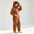 thumbnail image 4 of JOANKDMI Tween Girls Fuzzy Fleece Size 12-13 Onesie Pajamas with Cute Ears Hood and Pockets Zipper One Piece Jumpsuit Warm Fluffy Sleepwear for Winter Lounge Homewear, 4 of 7