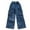 Blue, variant on KAUOD Cargo Pants for Teen Girls Baggy Jeans Wide Leg Denim Pants Y2K Hip Hop Streetwear High Elastic Waisted Hiking Pants