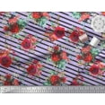 thumbnail image 2 of Soimoi Tissu Popeline de Coton Imprimé Feuilles & Roses au Mètre 56 Pouces de Large, 2 of 3