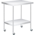 thumbnail image 2 of Royalbelle Table de Préparation en Acier Inoxydable 30x24 avec Tablette Inférieure et 4 Roulettes, 2 of 6