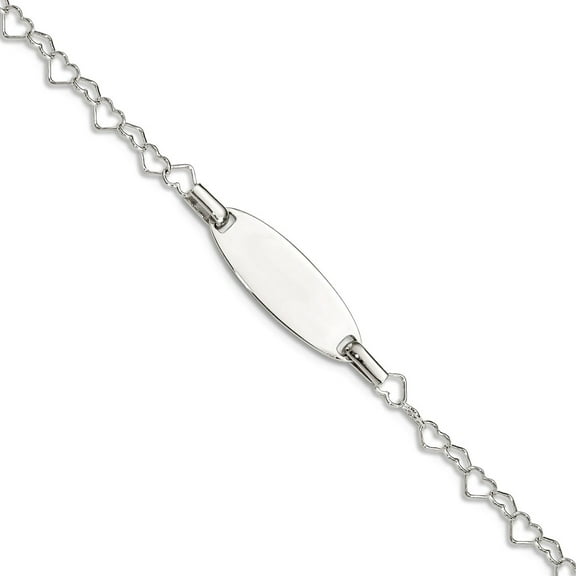 925 Sterling Silver Spring-Ring Lobster Claw Closure Polished Engraveable ID Love Heart Link Bracelet 5.5 Inch Identific